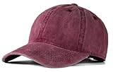 Edoneery Men Women Cotton Adjustable Washed Twill Low Profile Plain Baseball Cap Hat (Red)