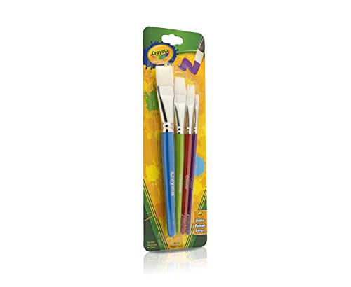 Crayola Large Paint Brushes (4Ct), Kids Paint Brush Set, Thin & Thick Paint Brushes, For Acrylic, Tempera, Water Based Paint, Ages 3+ #TOP3