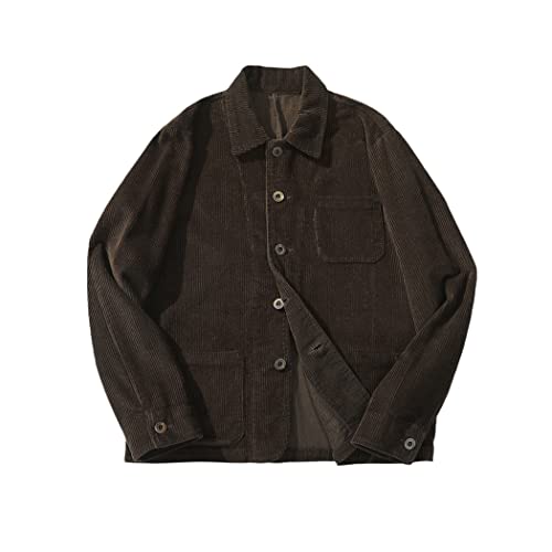 Veste d'outillage rétro homme velours côtelé marron café veste de travail multi-poches M