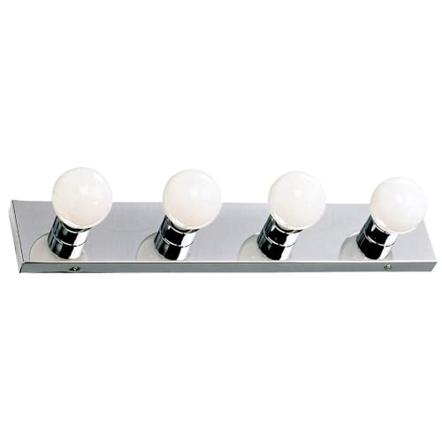 Design House Dimmable Steel Vanity Light Chrome 4 Bulbs