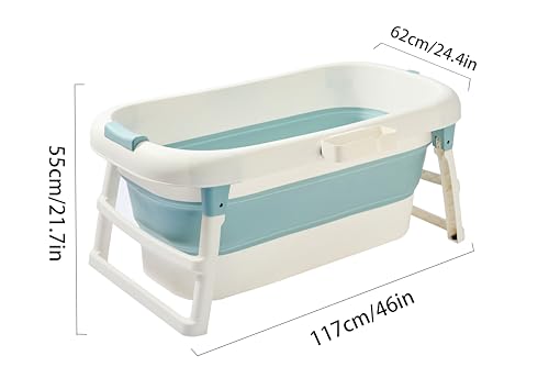 Faltbare Badewanne Erwachsene klappbare mobile bathtub für Badezimmer, Dusche und Balkon| Ideal für kleine Badezimmer Mit Seifenkorb, Nackenkissen, praktisch und tragbar (117, blau)