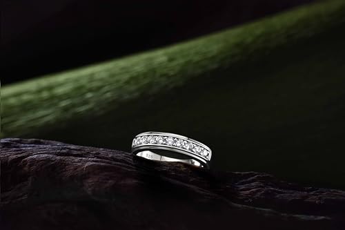 Mens wedding Band 925 Sterling Silver Gold Rings For Men 14K White and Yellow Gold Plated 1ct 9 Round 5A Cubic Zirconia Promise Rings For Him Size 8-133