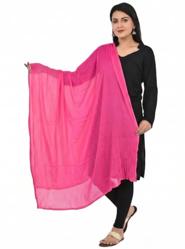 Image of Women's Solid Plain Pure Cotton long Dupatta & Chunnis odhni with pom pom border, 2.25 meter