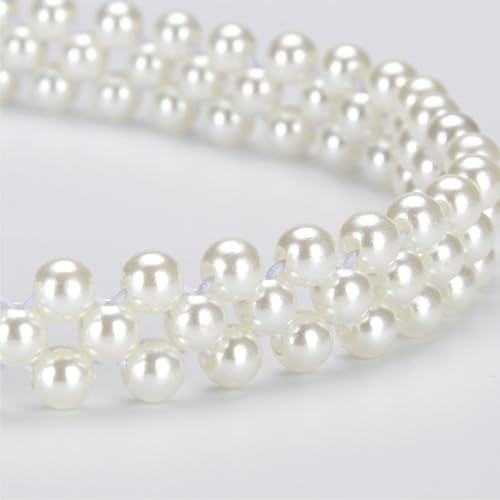 Women Pearl Belts for Dresses Fashion Pearl Elastic Belts Waist Chain Belly Chain Belt Elegant Brida Wedding Belt Chain Body Chain for Prom Jewelry Accessories (Pearl)4