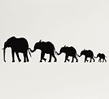 DEKADRON Decorazione da parete in metallo a forma di elefante, grande famiglia di elefanti, silhouette da parete, decorazione da parete in metallo (76 x 20 cm)