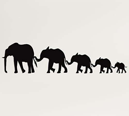 Majestic Metal Elephant Family Silhouette