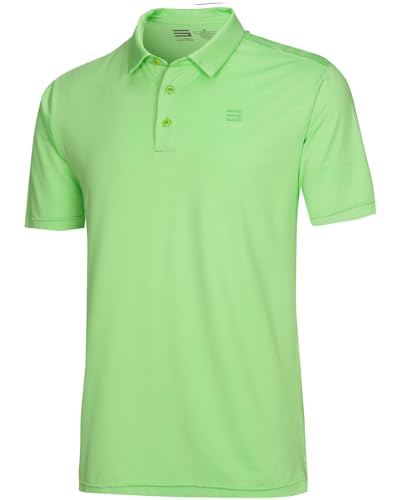 Image of Three Sixty Six Golf Shirts for Men - Dry Fit Short-Sleeve Polo, Athletic Casual Collared T-Shirt Neon Green
