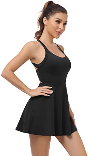 Womens Workout Tennis Dress with Built in Shorts and Bra Athletic Golf Activewear for Exercise4