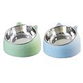 Stainless Steel Pet Cat Bowl, Cat Food Bowl, Cat Feeding Bowl, Cat Water Bowl 2 Pack (blue+green)