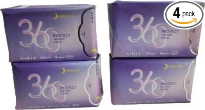 AIRIZ Extra Large 360 Protect Night Use 8pc Sanitary Pad Set of 4