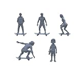 MRY-SFW LYTR48008 1/48 スケートボード 兵士 フィギュア セット (5個) 樹脂製ミニチュアフィギュア ストリートスタイルシーン DIY サンドテーブルデコレーションオーナメント (1セット)