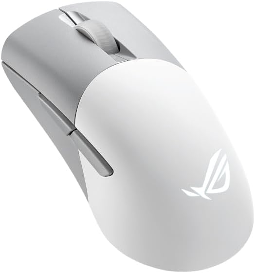 ROG Keris Wireless AimPoint Gaming Mouse, Tri-mode connectivity (2.4GHz RF, Bluetooth, Wired), 36000 DPI sensor, 5 programmable buttons, ROG SpeedNova, Replaceable switches, Paracord cable, White