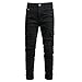 Mens Slim Fit Jeans 7 Pockets Stretch Skinny Denim Pencil Pants Nova Fashion Men's Black Cargo Jeans Destroyed Ripped Jeans Stretchy Biker Tapered Leg Jeans with Zipper