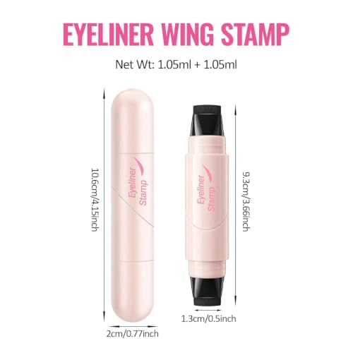 Image of Foldable Eyeliner Stamp Pen with Dual-End Wing Applicator - Waterproof Black Eyeliner Tool, Smudge Resistant Eye Makeup Stamp for Symmetrical Wings, Beginner Friendly Cosmetic Pen
