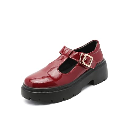 Image of Womens Mary Jane Shoes Round Toe Ankle Buckle Strap | Chunky Heel Pumps Platform Casual Comfortable Dressy Party Work Oxfords
