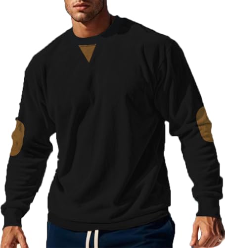 HARGLESMAN Mens Fashion Crew Neck Vintage Corduroy Sweatshirt