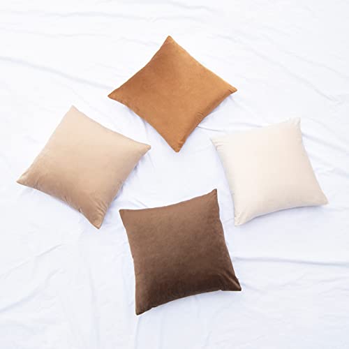 MONDAY MOOSE Decorative Throw Pillow Covers Cushion Cases, Set of 4 Soft Velvet Modern Designs, Mix and Match for Home Decor, Pillow Inserts Not Included (16x16 inch, Brown/Beige) by MONDAY MOOSE - Image 6