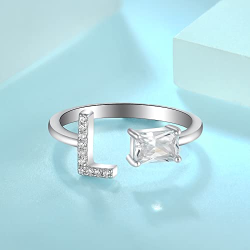 YL Iniziale Anello Argento 925 Lettera L Alfabeto
