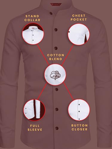 Image of Men's Slim Fit Beige Color Cotton Blend Casual Shirt