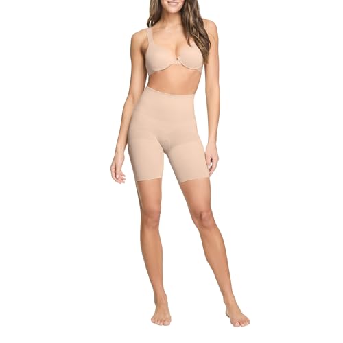 SPANX ASSETS Mid-Thigh Short - Seamless Shapewear- Ultra-Firm Compression - Comfortable Thigh & Tummy Control - Naked - Large