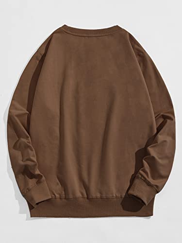 WDIRARA Men's Letter Graphic Print Round Neck Long Sleeve Sweatshirt Tops Pullovers2