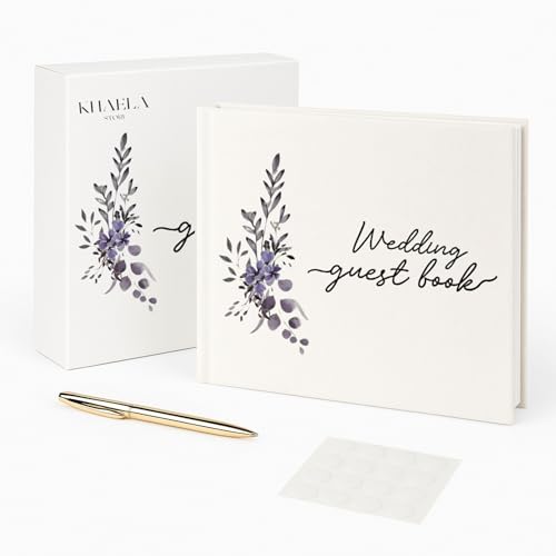 KHAELA STORE Wedding Guest Book – 8"x10" Linen Hardcover Guestbook