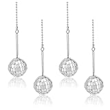 HOBBIESAY 4 Stück Discokugel Deckenventilator Zugkette Perlen Kugelventilator Zugkettenverlängerung Silberfarbene Spiegelkugel Licht Zugkette Dekor Schillernde Kugel Deckenventilator Zugketten