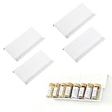 SANLIUBA Especiero Cajon，4Pcs Organizador Especias Cajon Cajón Modular para Especias con 24 Compartimentos Para Almacenar en la Cocina, Diseñado para Guardar Tarros de Especias (Blanco)