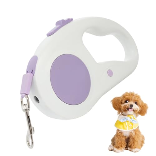Correa retráctil canina, 5 metros, cuerda telescópica para tractor, con luz LED, cinta para perros, para senderismo, entrenamiento, viajes, playa, camping