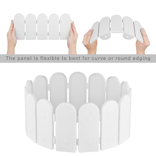 Evelyne Garden Border Edging: Wooden Fence Design - 8pcs White Yard Landscaping Fence Liner Lawn Edge Barrier - 10ft Kit of Decorative Lawn Landscape Panels Elements -Landscaping Edging-GMT-10374-D08 - Thumbnail 6
