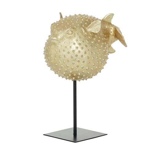 Escultura Decorativa de Pez Globo Polyresin 10 x 7 x 14 pulg miniatura 1