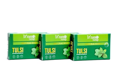 Image of Luxury Soap - Handmade Organic Ayurvedic Bath Bar with Pure Essential Oils for Glowing Skin | Sulfate-Free | For Men & Women (Pack of 3) (3, Tulsi)