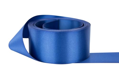 Image of Ribbon Bazaar Double Faced Satin - Premium Gloss Finish - 100% Polyester Ribbon for Gift Wrapping, Crafts, Scrapbooking, Hair Bow, Decorating & More - 1-1 /2 inch Antique Blue 5yd
