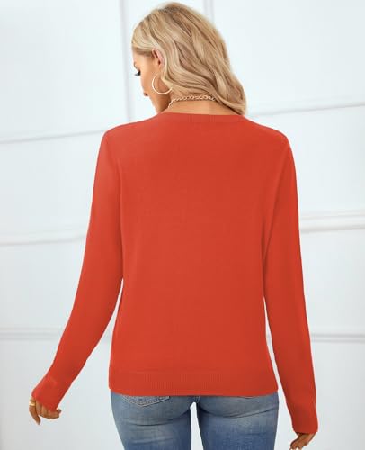 Image of QUALFORT Women's 100% Cotton Sweater, Basic Lightweight Long Sleeve Pullover