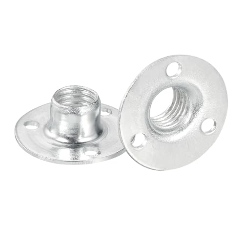 uxcell M10 Brad Hole Tee Nut, 12pcs Carbon Steel Round Base Screw-in T-Nuts Furniture Hardware Flange Female Thread Insert Nuts, M10x28x1.2mm