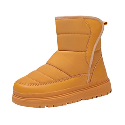 Botas de nieve para niñas y niños, cálidas, suaves, con forro polar, antideslizantes, para interiores y exteriores, Orange, 33 EU