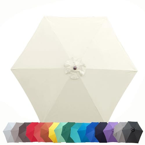 Formosa Covers 9ft Umbrella Replacement Canopy for 6 Ribs in Off White (Canopy only)