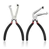 2PCS Electrical Disconnect Pliers for Cars Set 60 Degree Straight Automotive Electrical Connector Plier Tool Kit for Removal Fuel Line Petrol Clip Pipe Tools Locking Push Tab Style Plugs Red Black