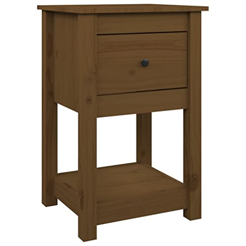 vidaXL Table de Chevet Table de Nuit Armoire de Chevet Armoire de Lit Meuble de Chambre à Coucher Marron Miel 40x35x61,5 cm Bois de Pin Solide