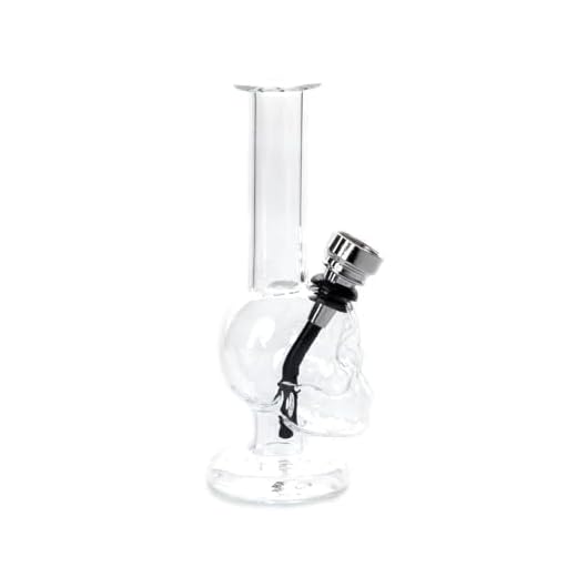 HIBRON Mini Bong de Vidrio Forma Calavera, Pipa de Agua de Vidrio, Mini Cachimba, Bong de Cristal Compacto y Sofisticado para una Experiencia de Calidad (1 unidad)