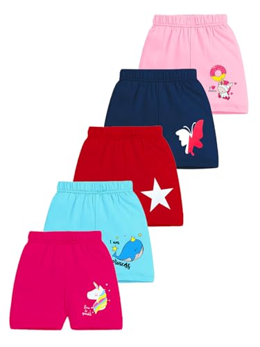 Image of Kuchipoo Girls Regular Fit Cotton Shorts - Pack of 5