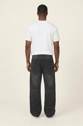 Image of Plaid&Plain Men's Baggy Jeans Wide Leg Heavyweight 100% Cotton Loose Fit