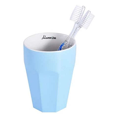 Homeyes Blue Ceramics Toothbrush Cup for Bathroom - Holder for Toothbrush/Toothpaste/Makeup Brush/Eyebrow (Blue) Cover