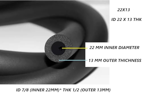 Image of Spinxx 7 /8 inch ID X 1 /2 inch THK Foam Heat Insulated Tube for Air Conditioner AC Pipe - 5.9 Feet Insulation Pipe Cover ID 22 X 13 mm THK - Pack of 1