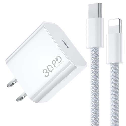 30W Fast Charger for iPhone 14, USB C Fast Charger Plug Power Adapter with 6FT Type C to Lightning Cable Compatible with iPhone 14/13/12/11 Pro/Pro Max/XS Max/XS/XR/X/SE/8/iPad and More