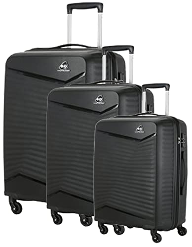 KAMILIANT-by-American-Tourister-KAM-ROCKLITE-Set-of-3-Trolley-Bags-55-cm-68-cm-and-79-cm-Small-Medium-and-Large-Hard-Sided-Polypropylene-4-Wheeler-Spinner-Luggage-Black