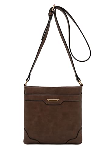 Medium Size Solid Modern Classic Crossbody Bag with Gold Plate2