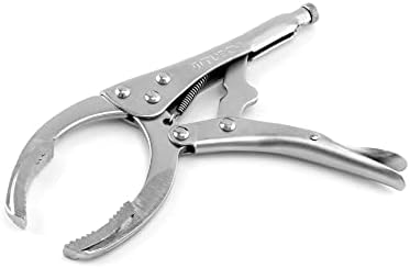 QWORK Locking Grip Oil Filter Wrench Pliers, 9 inch Alloy Steel Remover Wrench Tool, Fits Most Car and Equipment Filters - Heat Treated Carbon Steel with Nickel Plating