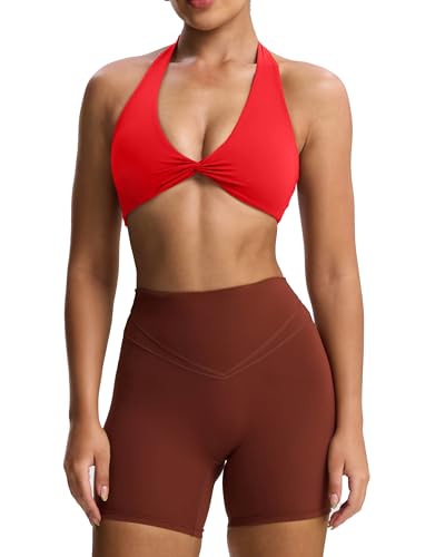 Image of Aoxjox Women's Workout Halter Sport Bras Fitness Rosie Bra Yoga Crop Tank