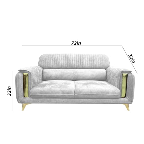Image of Casaliving Gelio 3 Seater Sofa Set for Living Room (Grey Colour) Premium Fabric Sofa
